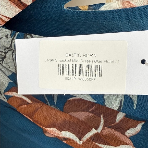 Baltic Born Sarah Smocked Floral Blue Midi Dress Women's Large NWT - Picture 8 of 14